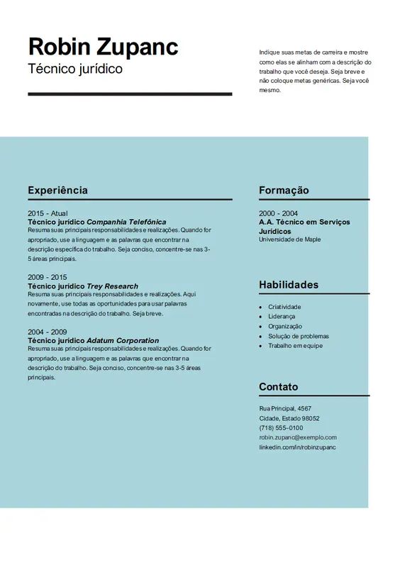 Currículo de impacto modern simple