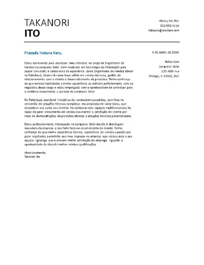 Carta de apresentação Básica para o setor de vendas