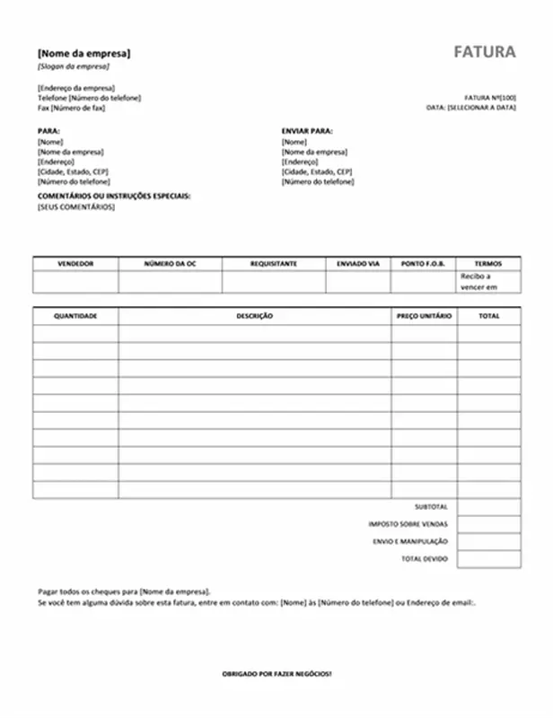 Fatura de vendas