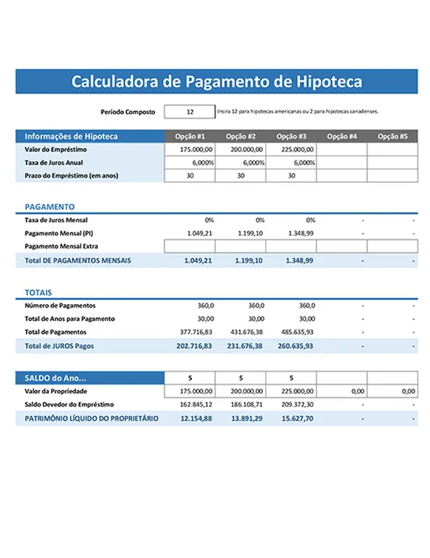 Calculadora de pagamento de hipoteca modern simple