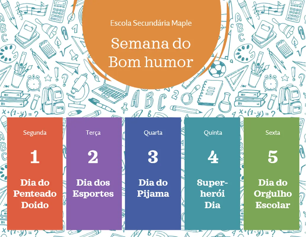 Calendário da semana do bom humor na escola whimsical-line