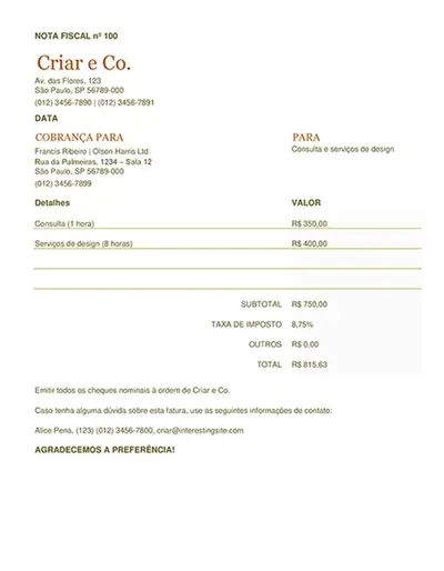 Fatura (planilha) modern simple