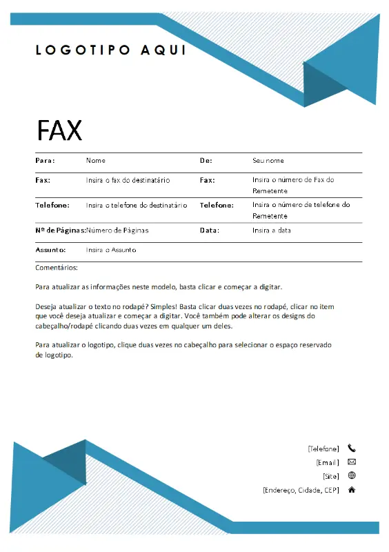 Folha de rosto de fax com listras blue modern simple