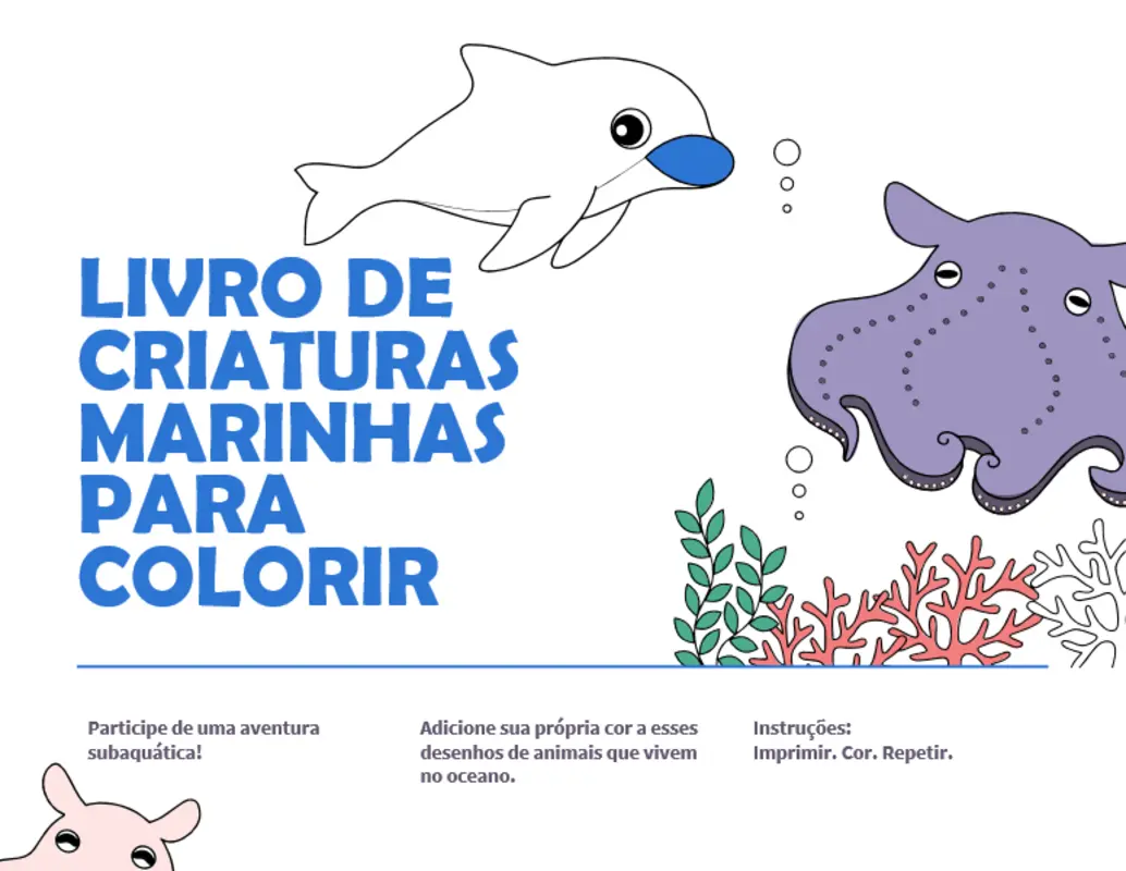 Livro para colorir criaturas do mar whimsical color block