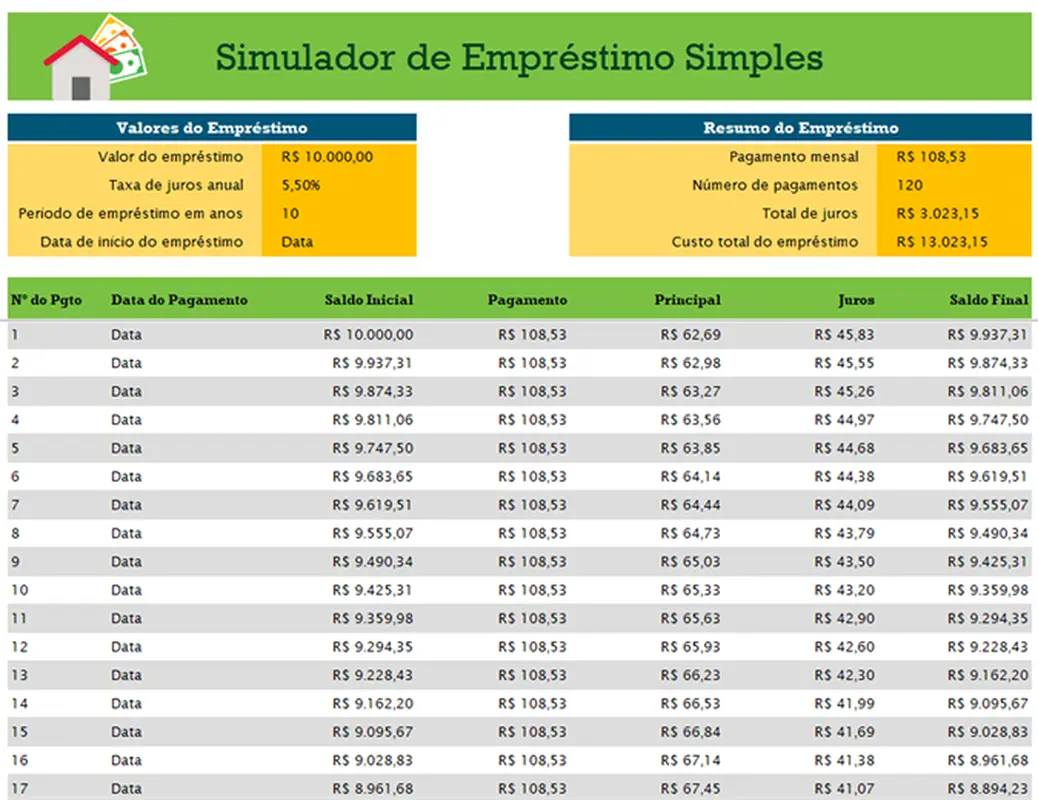 Simulador de empréstimo modern color block