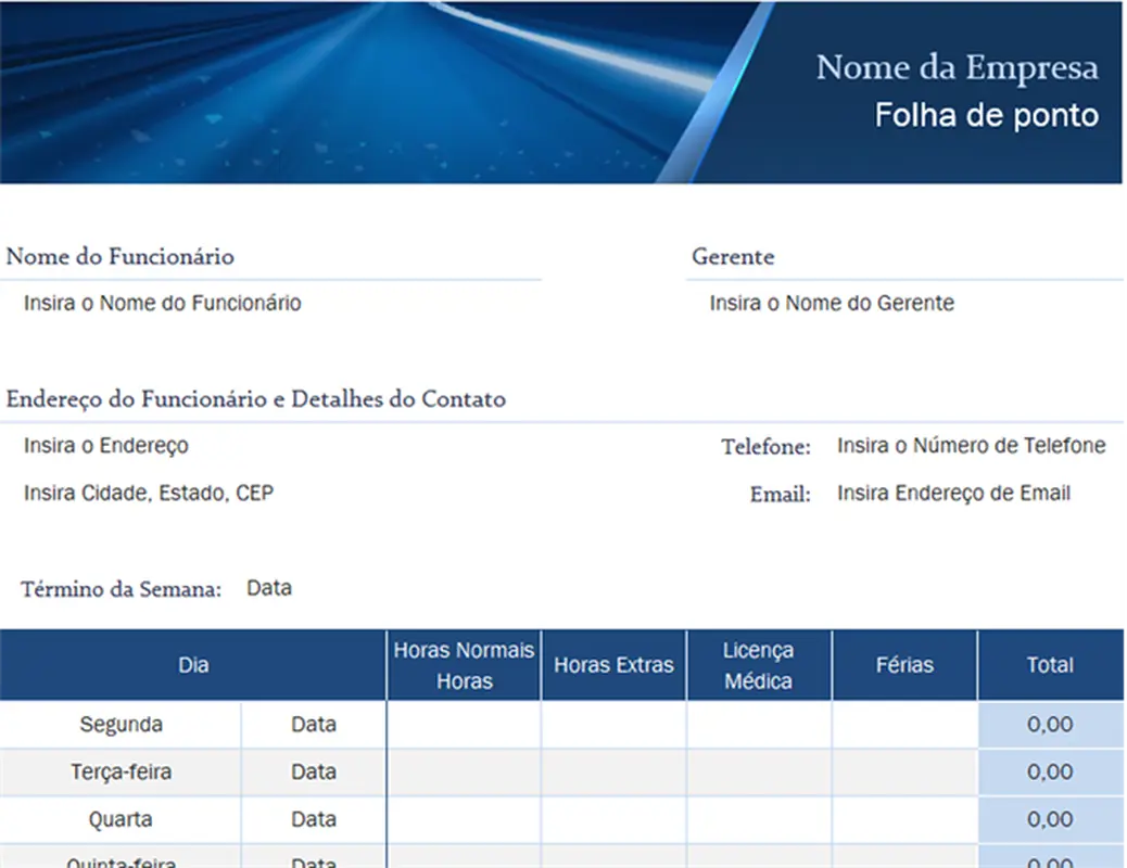 Folha de ponto para pequenas empresas modern simple