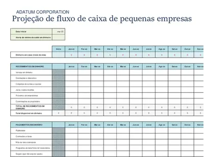 Projeção de fluxo de caixa de pequenas empresas modern simple