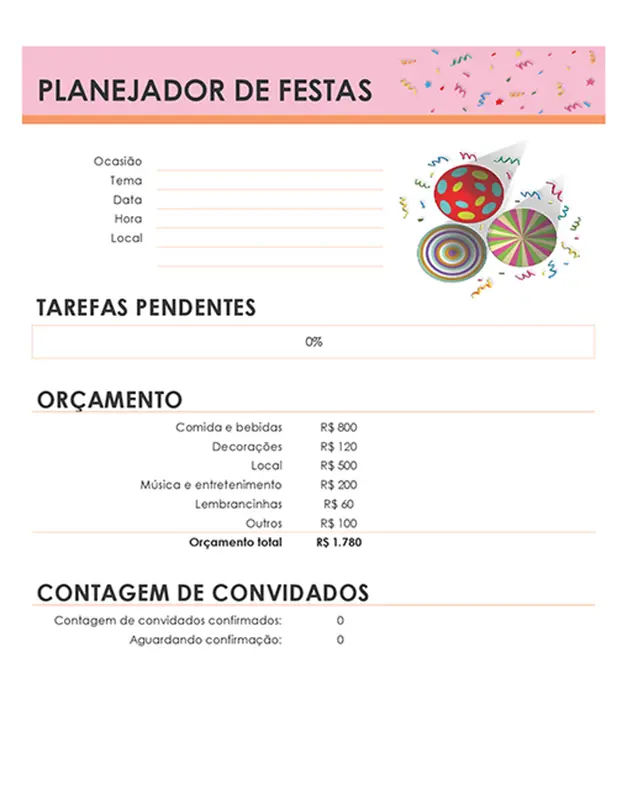 Planejador de festas modern-simple