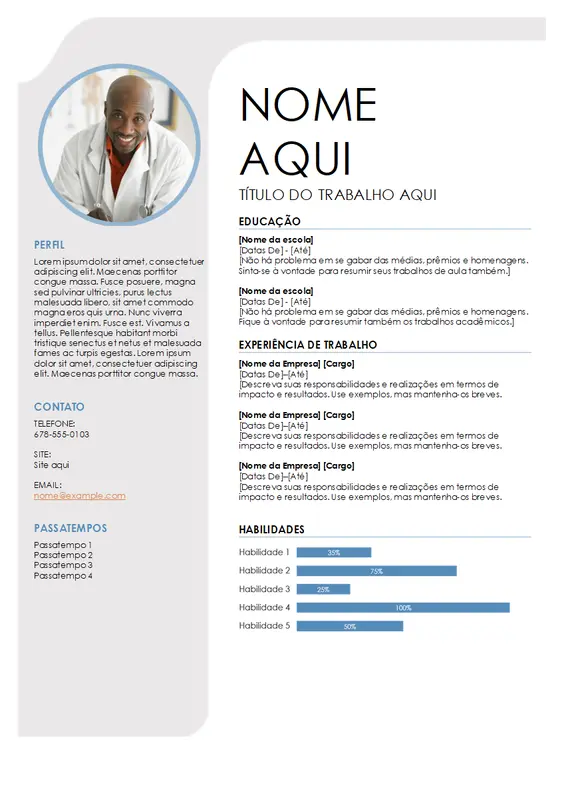 Currículo cinza e azul modern-simple
