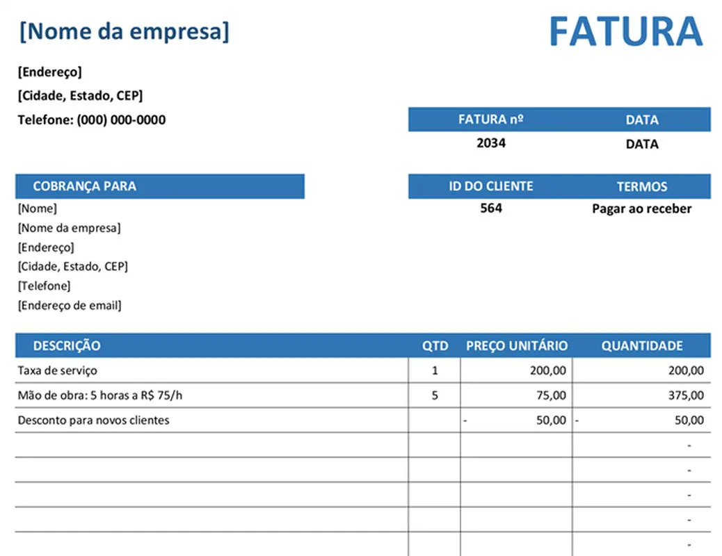 Fatura de serviço simples modern simple