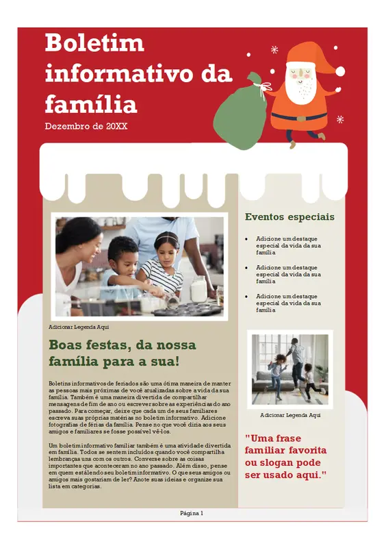 Boletim informativo de Natal da família modern-color-block