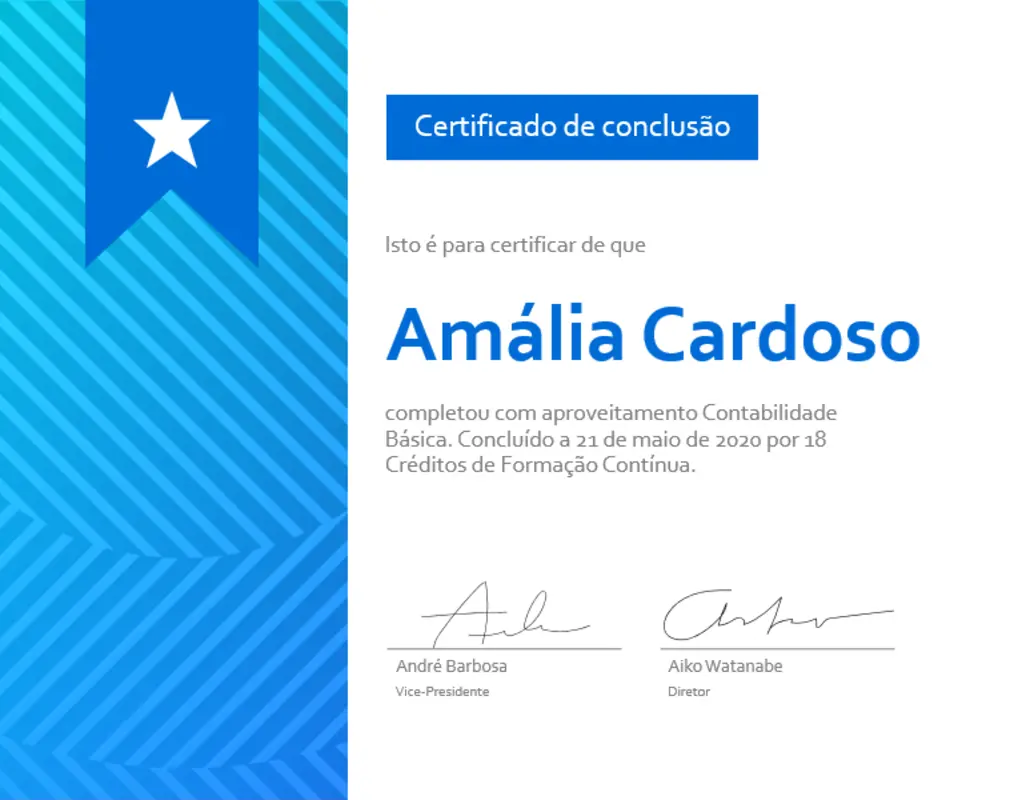 Certificado de conclusão blue modern-geometric