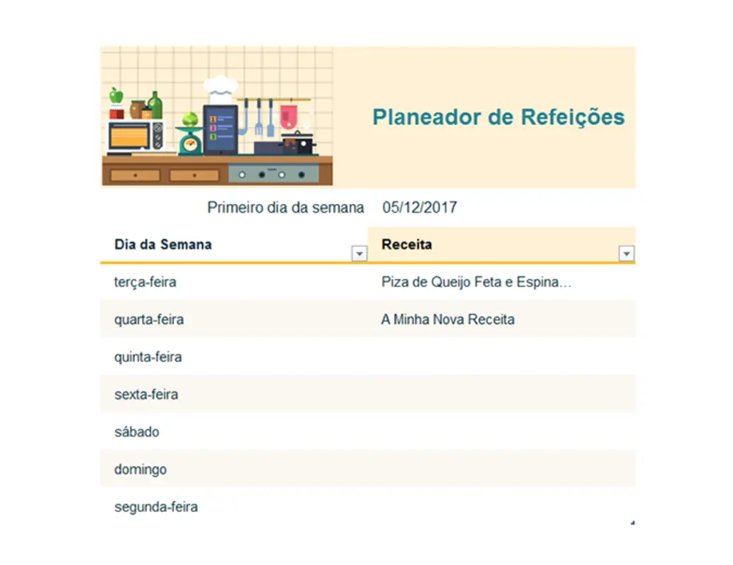 Planeador Semanal de Refeições  modern simple