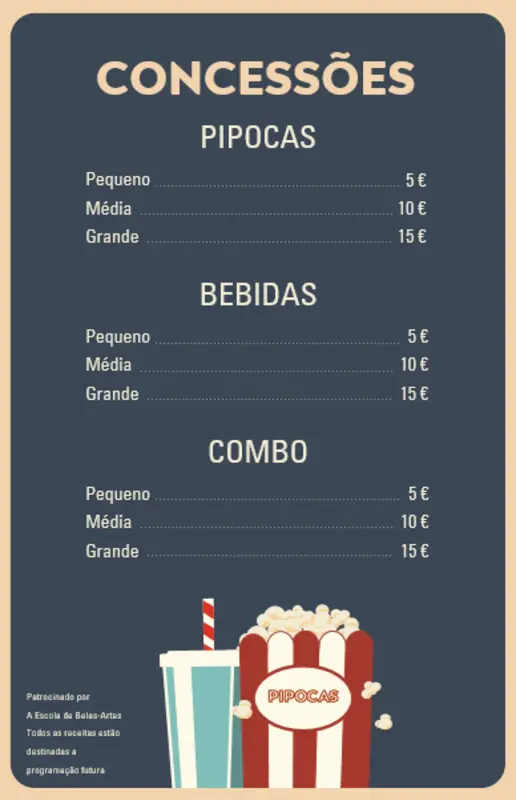 Cartazes de snack bar para noite de cinema blue modern-simple