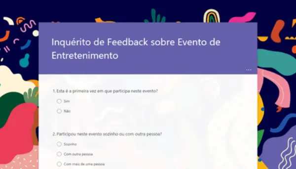 Inquérito de feedback sobre eventos de entretenimento purple
