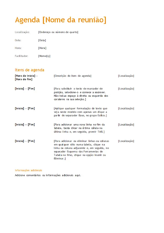 Agenda de reunião de negócios (Design cor de laranja) modern simple