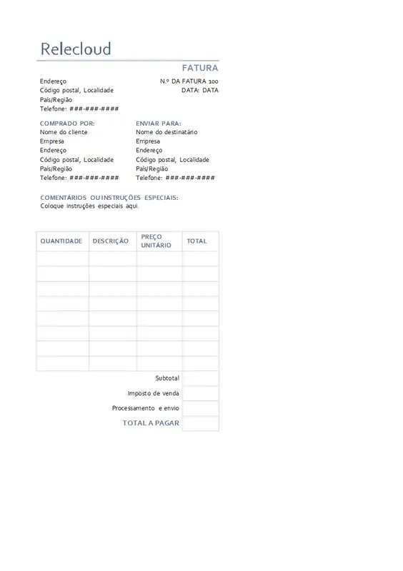 Fatura básica com imposto sobre vendas modern simple