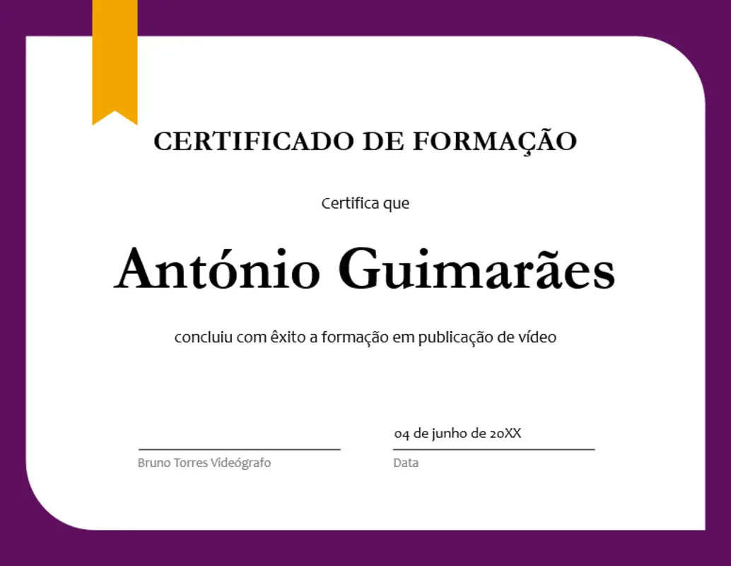 Certificado de formação purple modern-simple