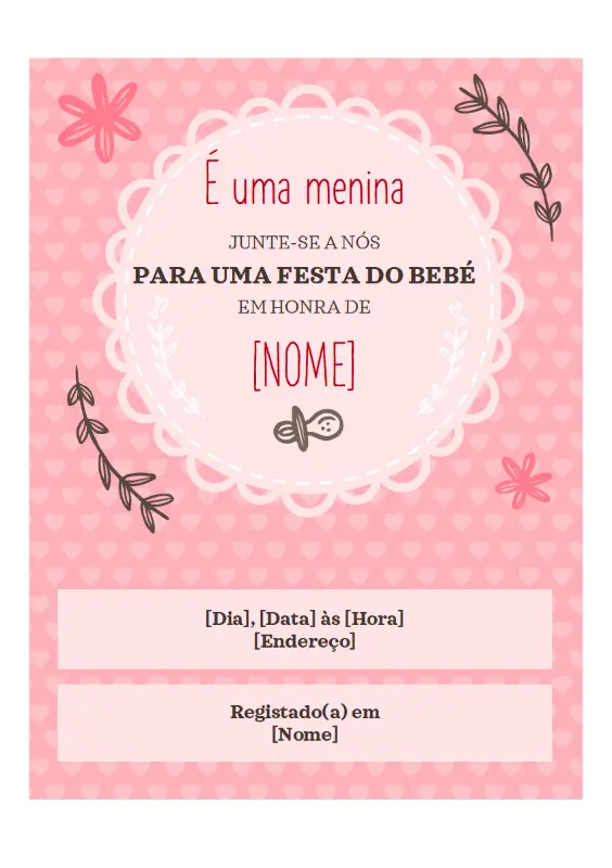 Convite de festa do bebé – menina pink whimsical-color-block