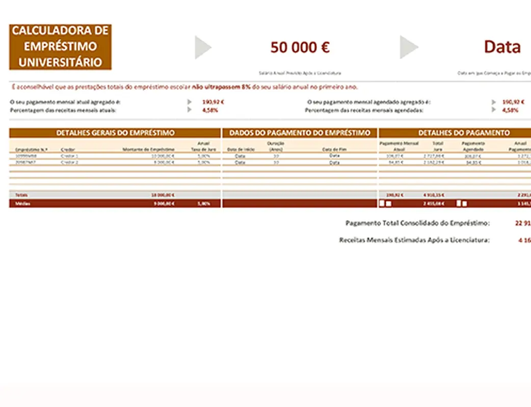 Calculadora de empréstimo universitário modern-simple