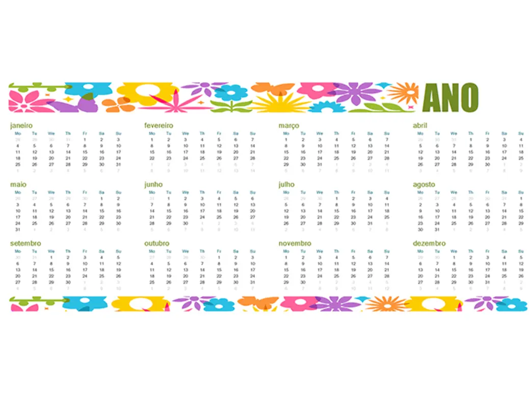 Um calendário divertido para qualquer ano green modern-bold