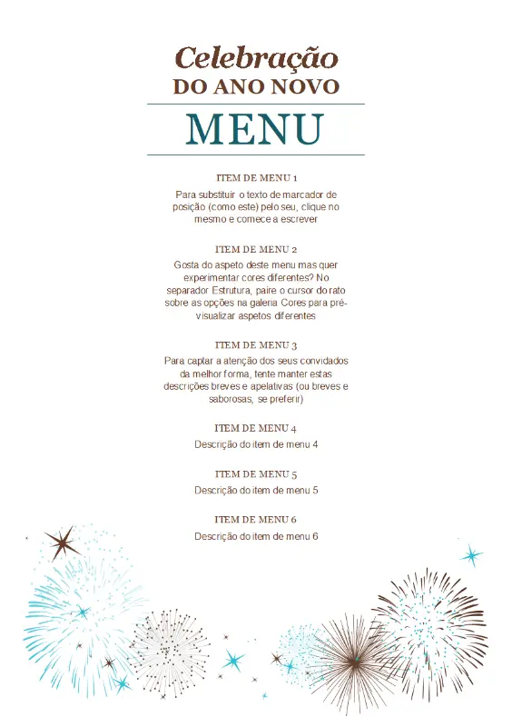 Menu da festa de Ano Novo brown modern-simple