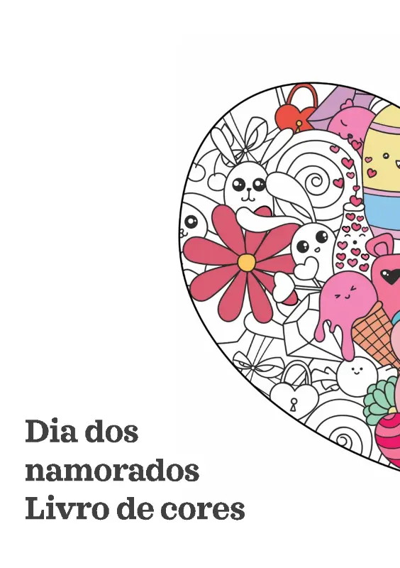 Livro para colorir do Dia de S. Valentim whimsical line