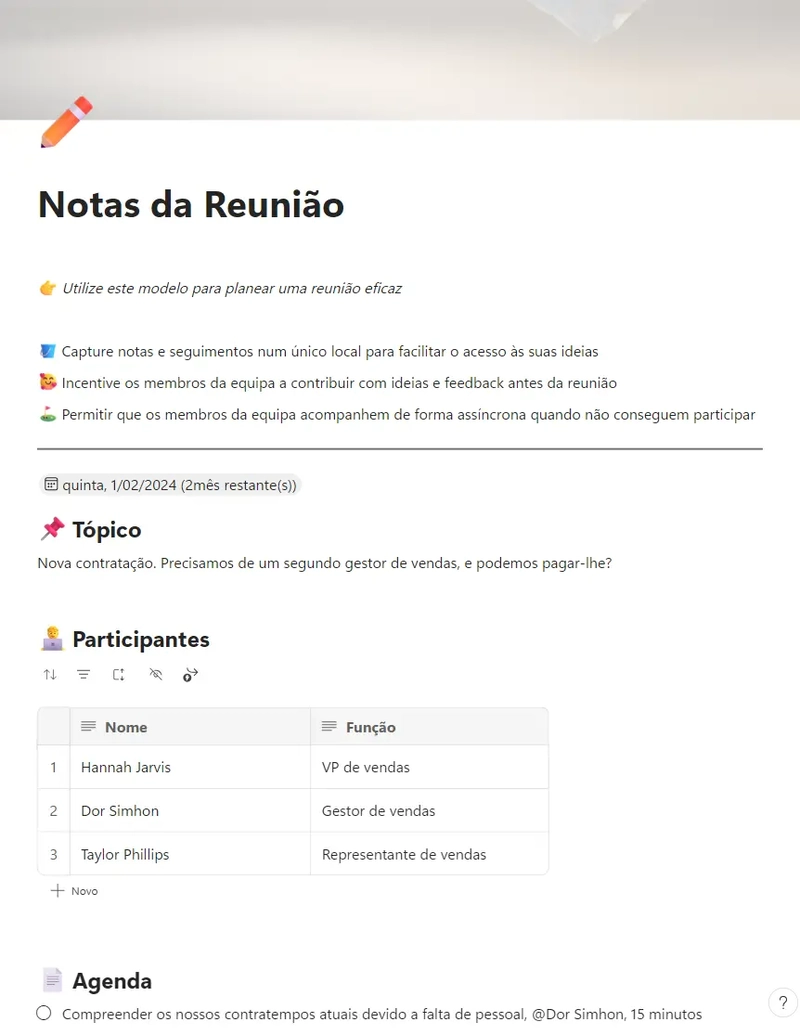 Notas da Reunião