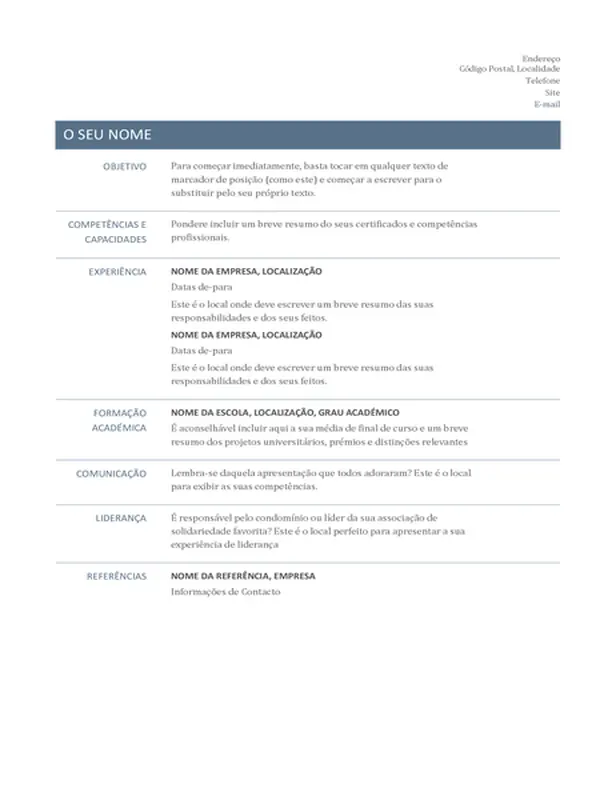 Currículo básico (Design atemporal)