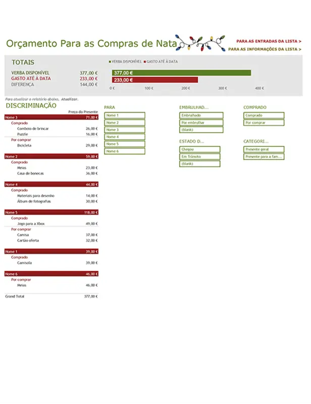Orçamento para as compras de Natal modern simple