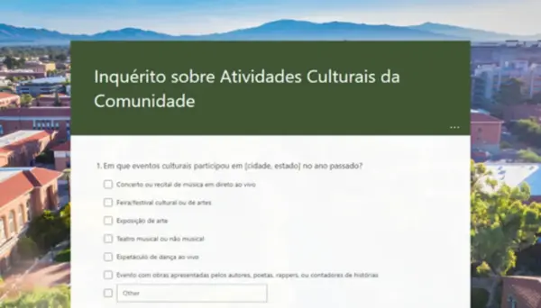 Inquérito sobre atividades culturais da comunidade green