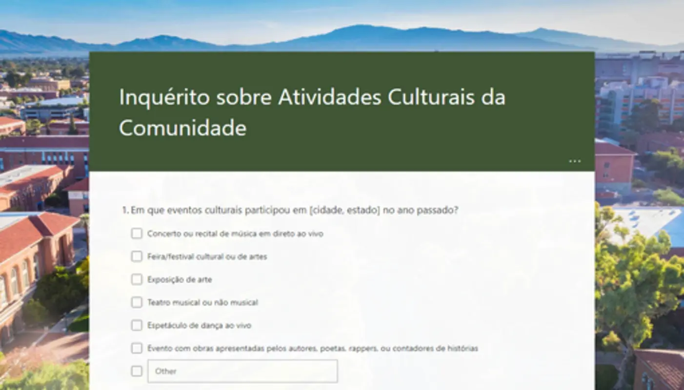 Inquérito sobre atividades culturais da comunidade green