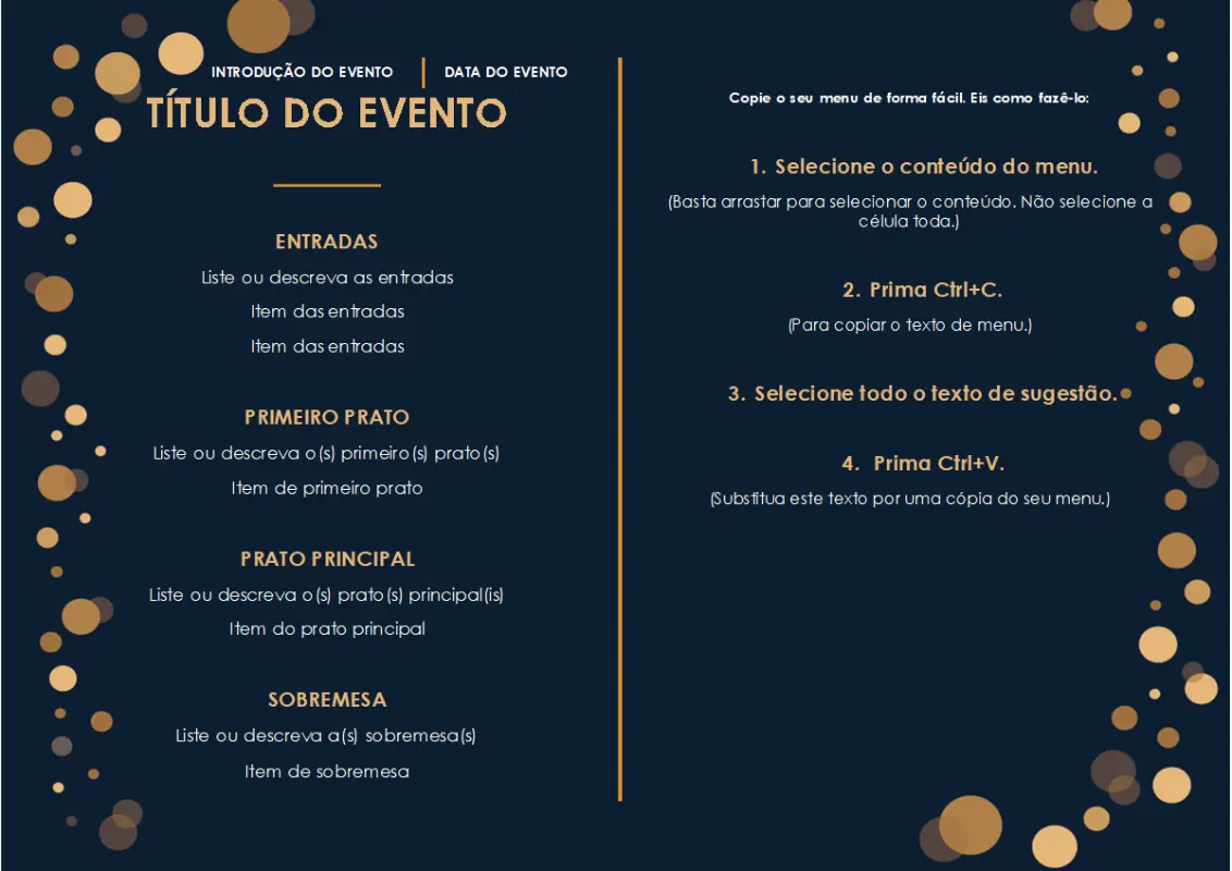 Menu (design de Festa Elegante, a cores) black modern-simple