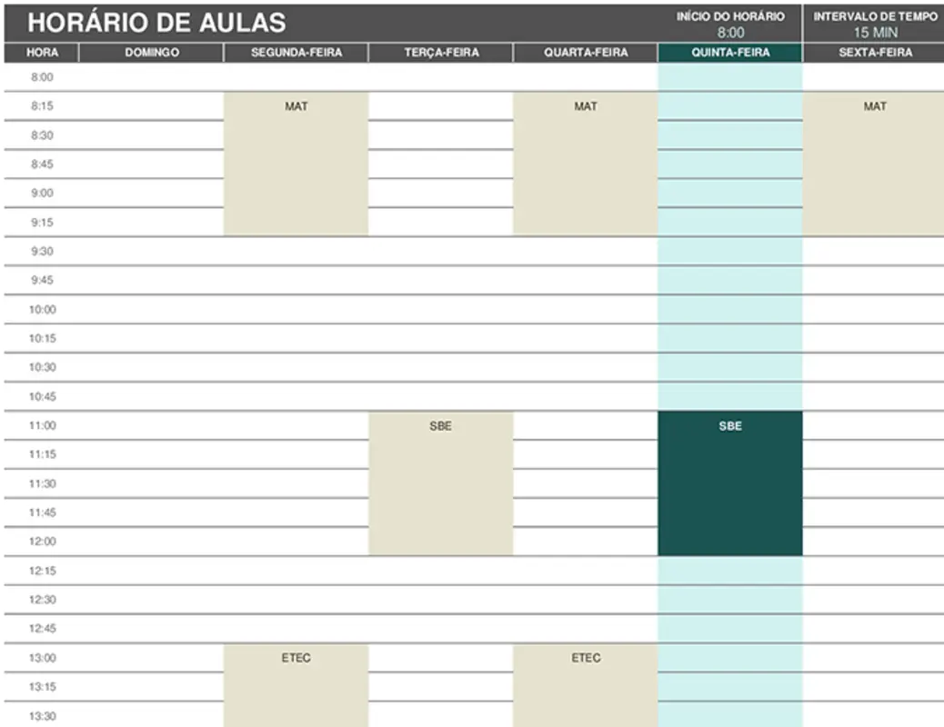 Horário para estudantes brown modern-simple