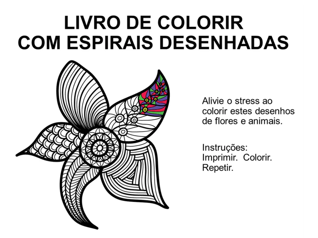 Livro para colorir com espirais desenhadas