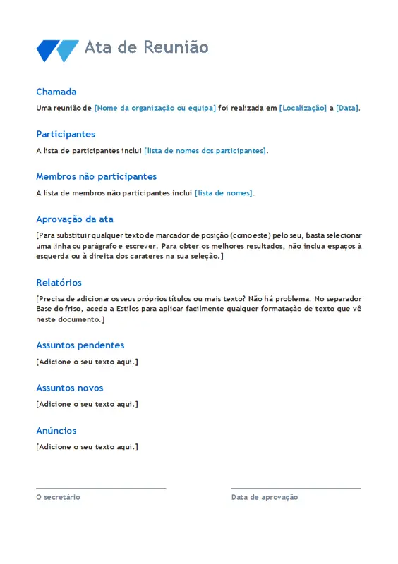 Modelos De Ata De Reuni O Microsoft Create