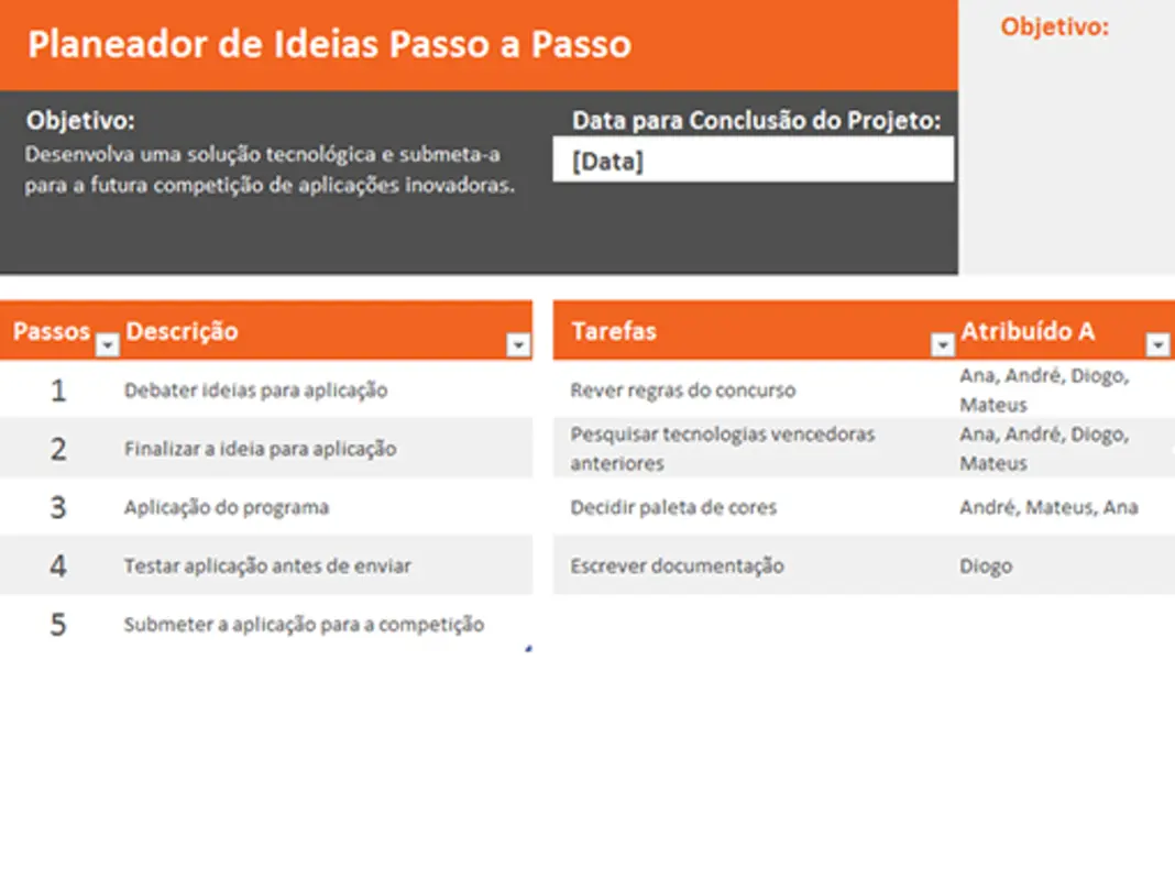 Planeador de ideias orange modern simple