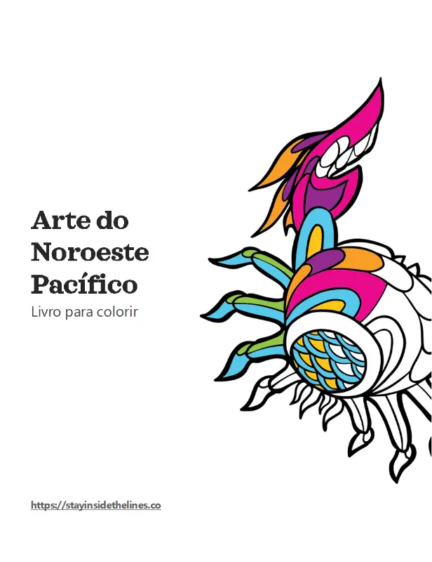 Livro para colorir Arte do Noroeste Pacífico whimsical line