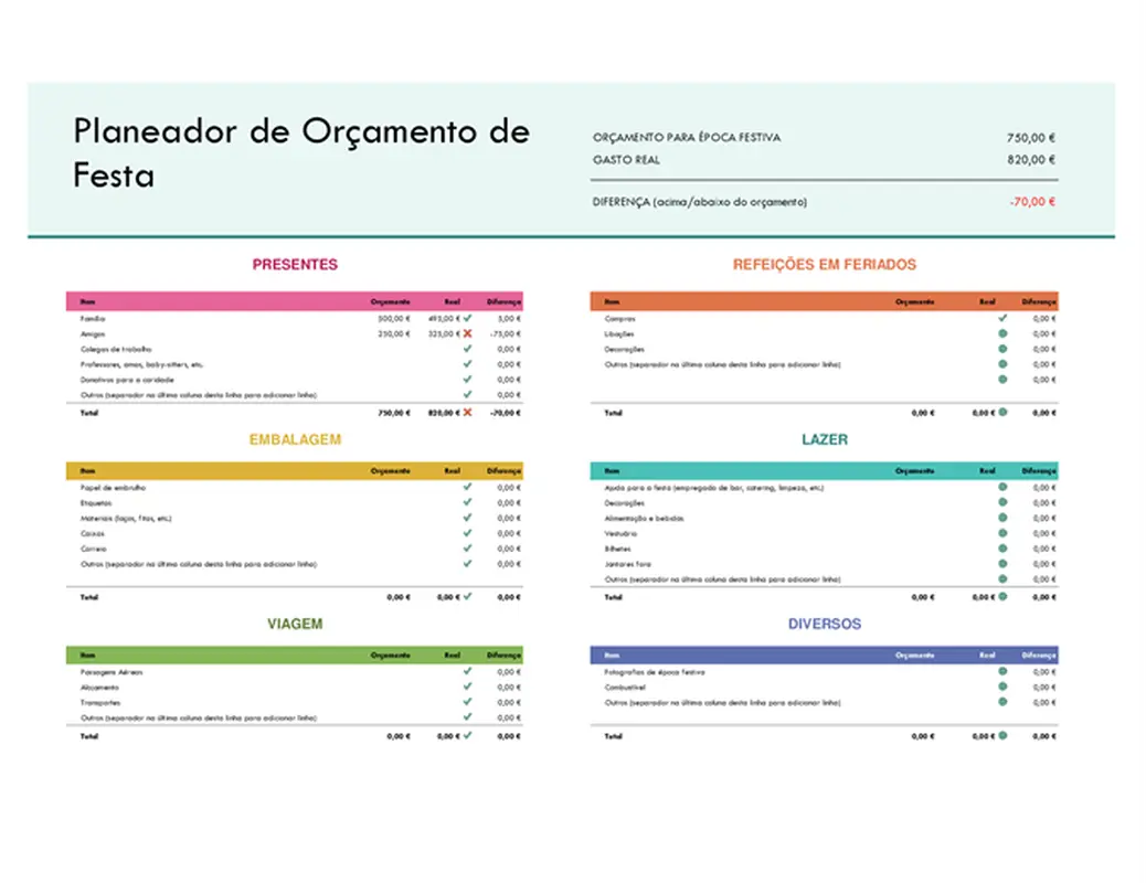 Planeador de orçamento de época festiva modern-simple