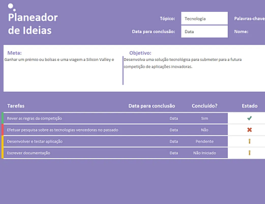 Planeador de ideias (tarefas) modern-simple