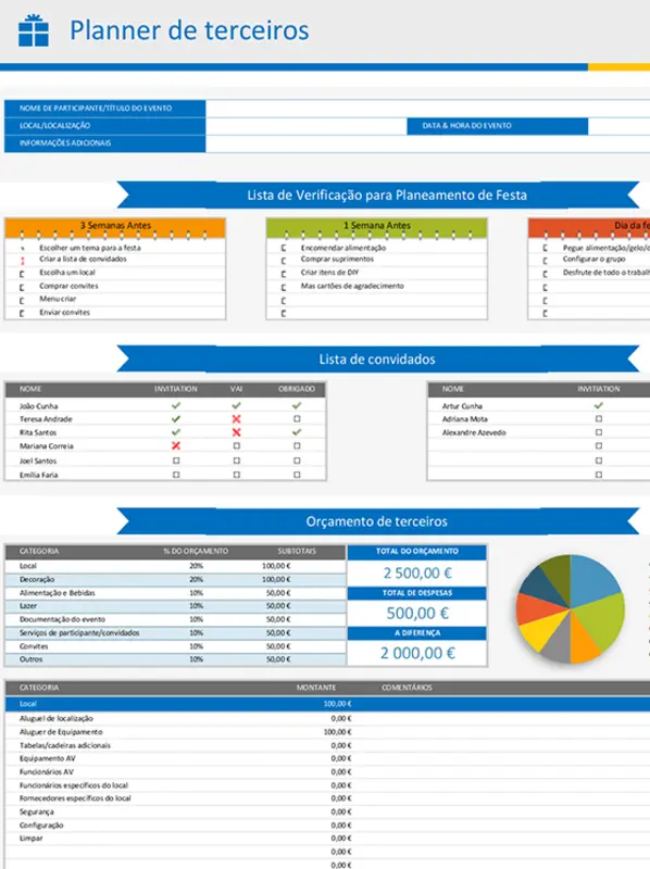 Planeador de festas e lista de verificação gray modern-simple