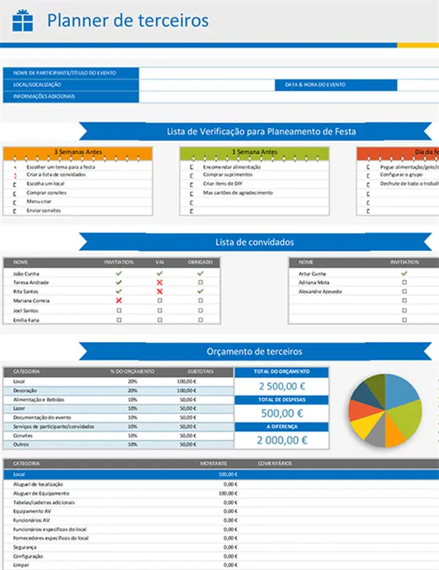 Planeador de festas e lista de verificação modern-simple