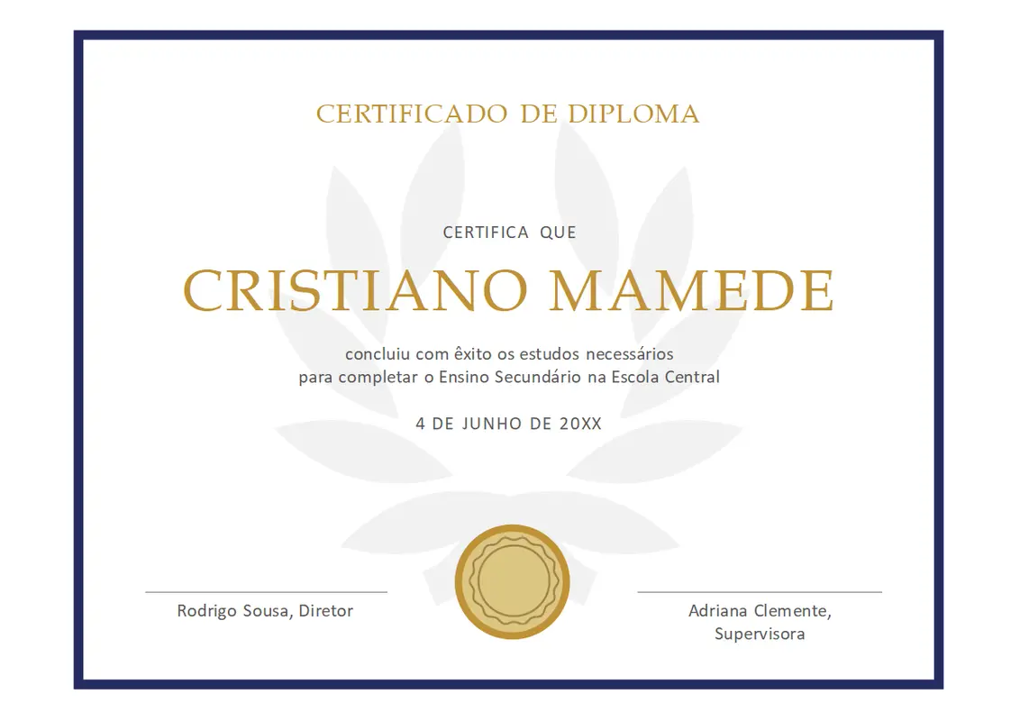 Certificado de diploma modern simple