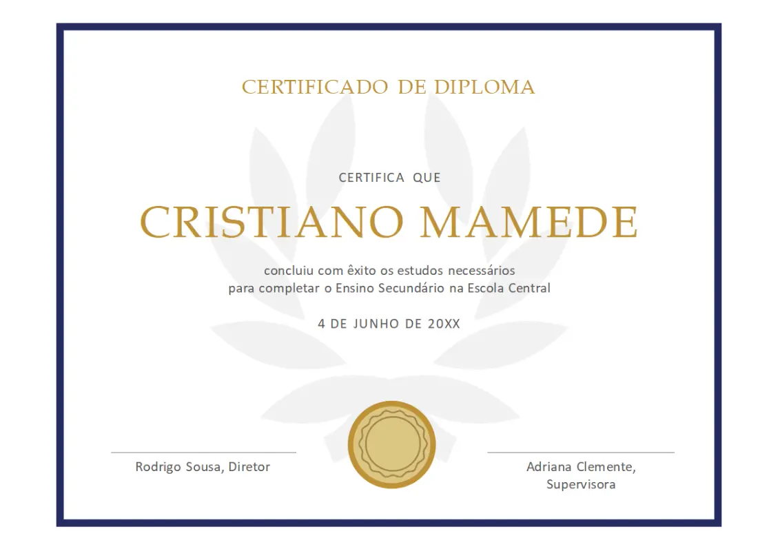 Certificado de diploma yellow modern simple