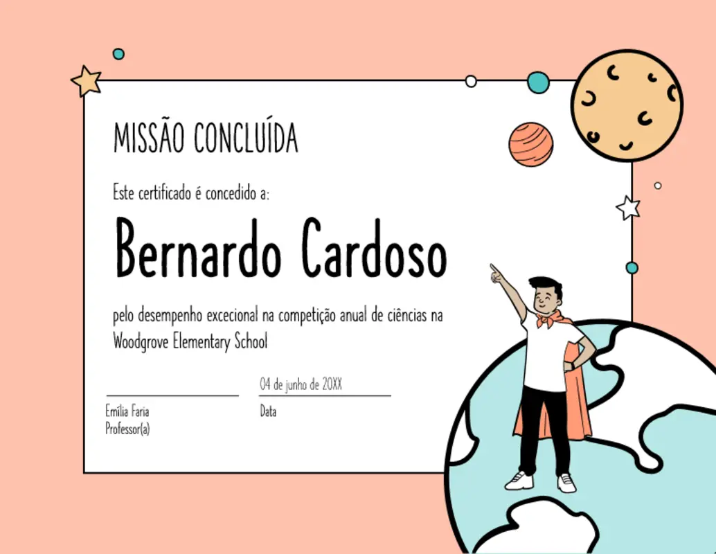 Certificado de mérito blue whimsical-color-block