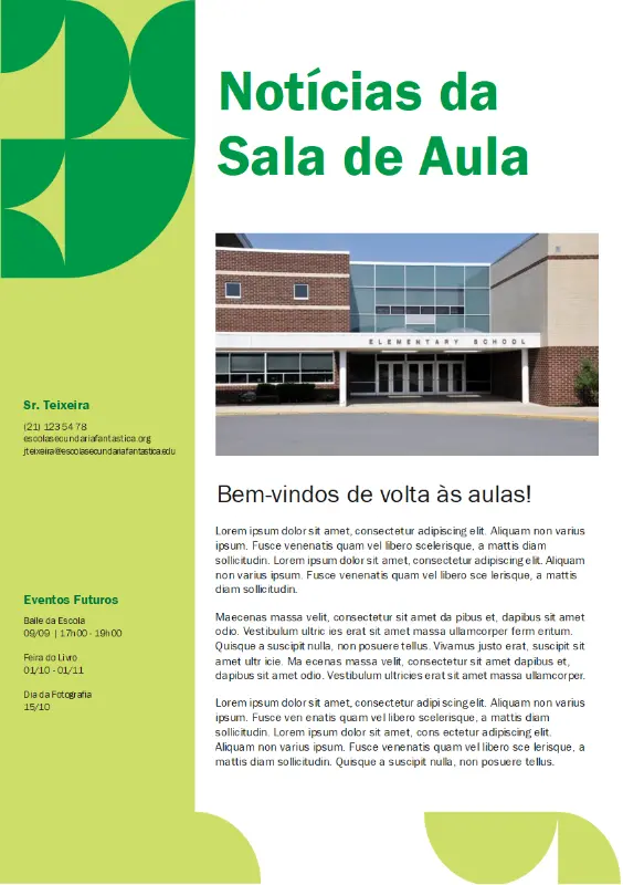 Newsletter da sala de aula blue modern-geometric