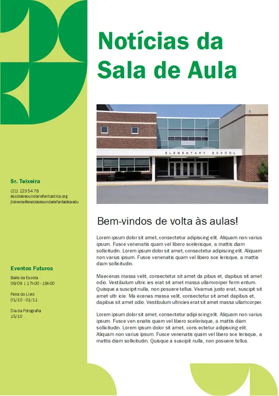 Newsletter da sala de aula modern-geometric