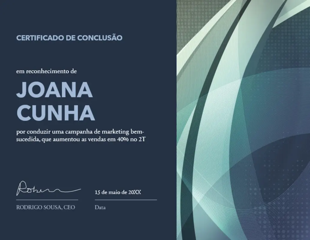 Certificado de conclusão green modern-geometric