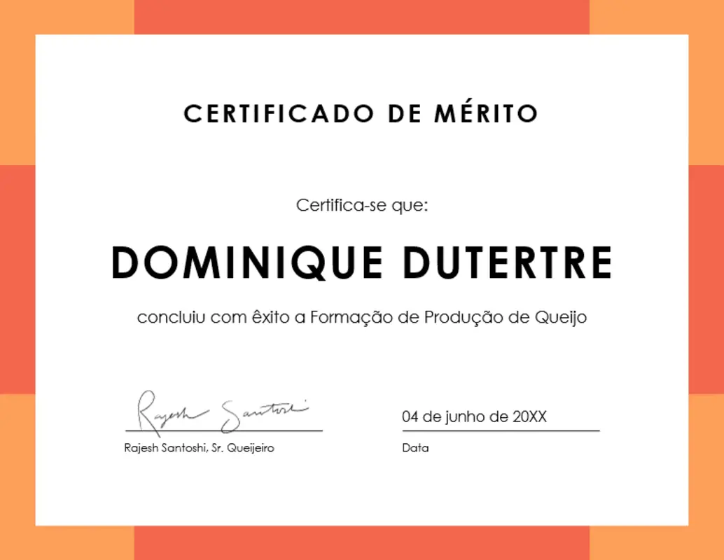 Certificado de mérito em faixa colorida orange modern-color-block