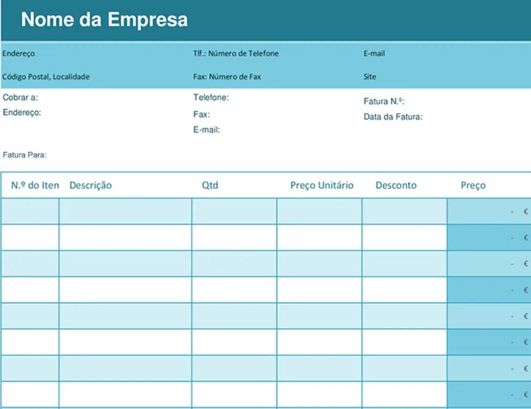 Fatura simples blue modern-simple